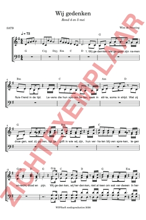 PDF-voorbeeld van Wij gedenken (rond 4-5 mei) (SATB)