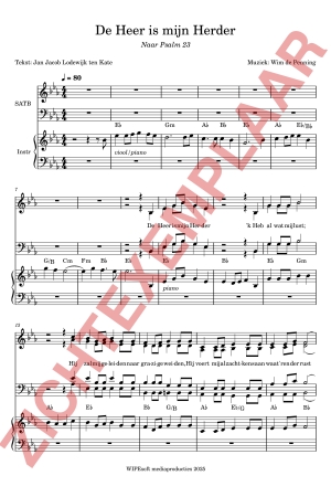 PDF-voorbeeld van De Heer is mijn Herder (SATB)